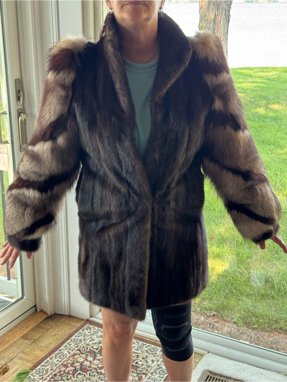 Women's Brown and Cream Fur Coat - Lux Plush Outerwear